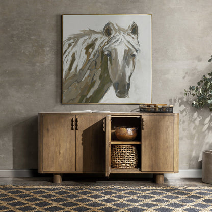 Tawny Brown Oak Veneer Buffets & Cabinet Tacoma Four-Door Buffet Collection