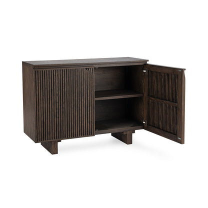 Toasted Brown Oak Veneer Buffets & Cabinet Roya Two-Door Cabinet Collection