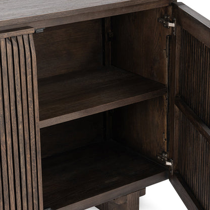 Toasted Brown Oak Veneer Buffets & Cabinet Roya Two-Door Cabinet Collection