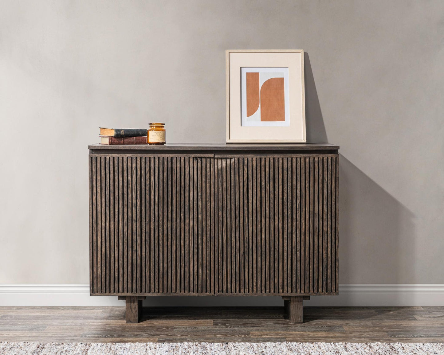 Toasted Brown Oak Veneer Buffets & Cabinet Roya Two-Door Cabinet Collection
