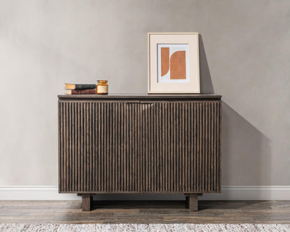 Toasted Brown Oak Veneer Buffets & Cabinet Roya Two-Door Cabinet Collection