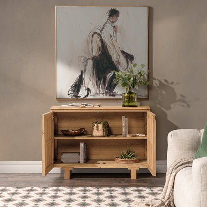 Natural Oak Oak Veneer Buffets & Cabinet Roya Two-Door Cabinet Collection