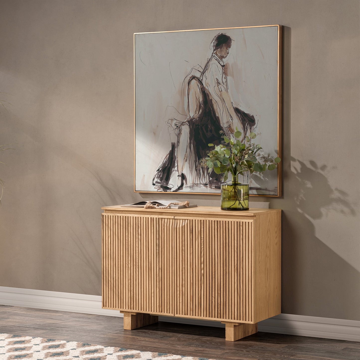 Natural Oak Oak Veneer Buffets & Cabinet Roya Two-Door Cabinet Collection