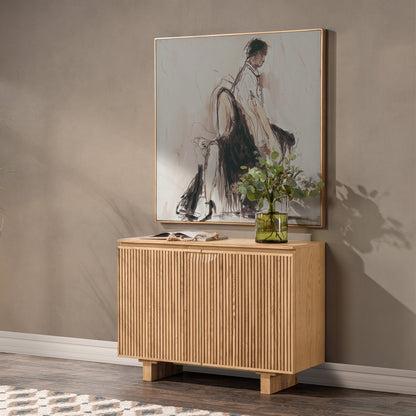 Natural Oak Oak Veneer Buffets & Cabinet Roya Two-Door Cabinet Collection