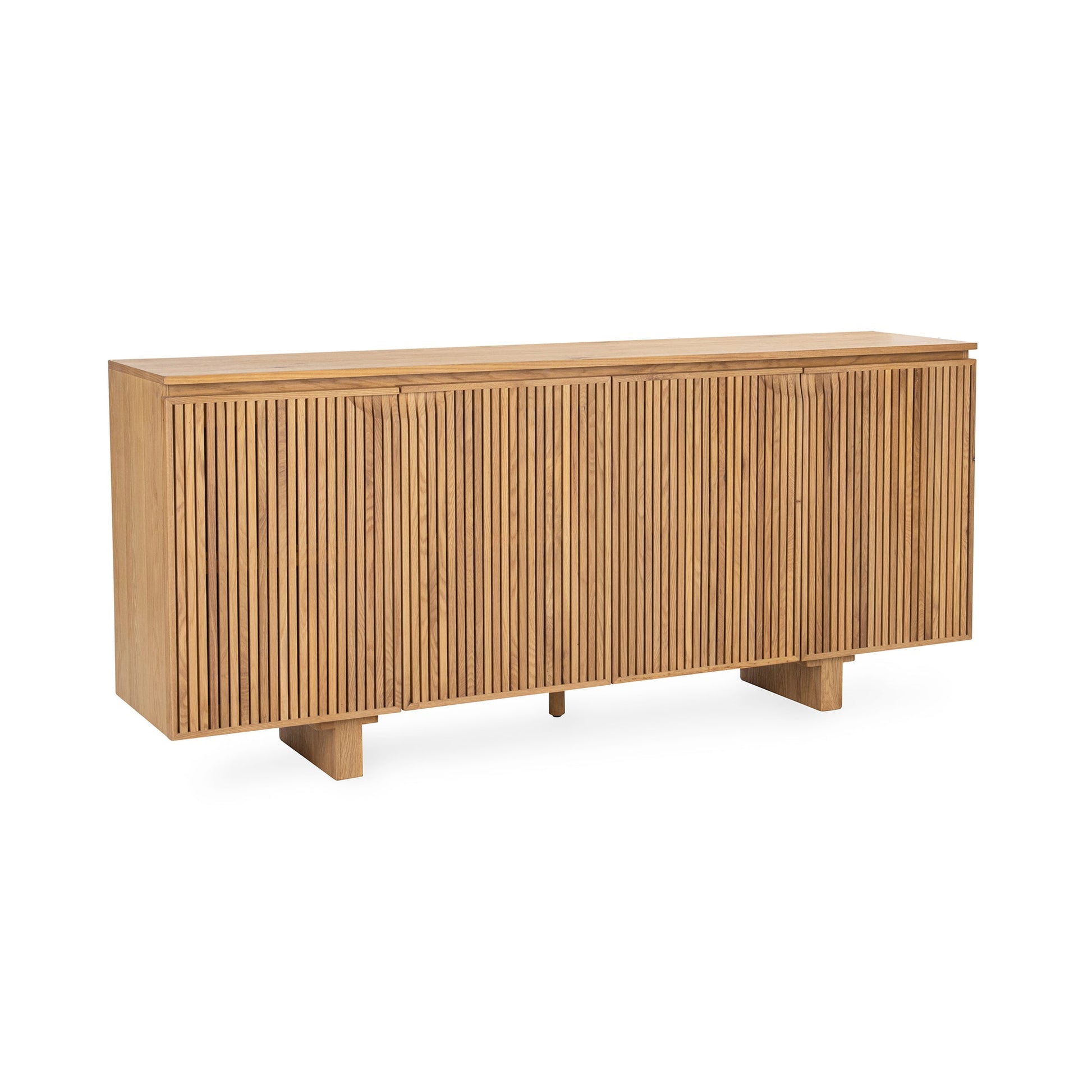 Oak Natural Oak Veneer Buffets & Cabinet Roya Four-Door Cabinet Collection