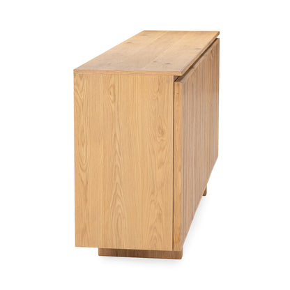 Oak Natural Oak Veneer Buffets & Cabinet Roya Four-Door Cabinet Collection