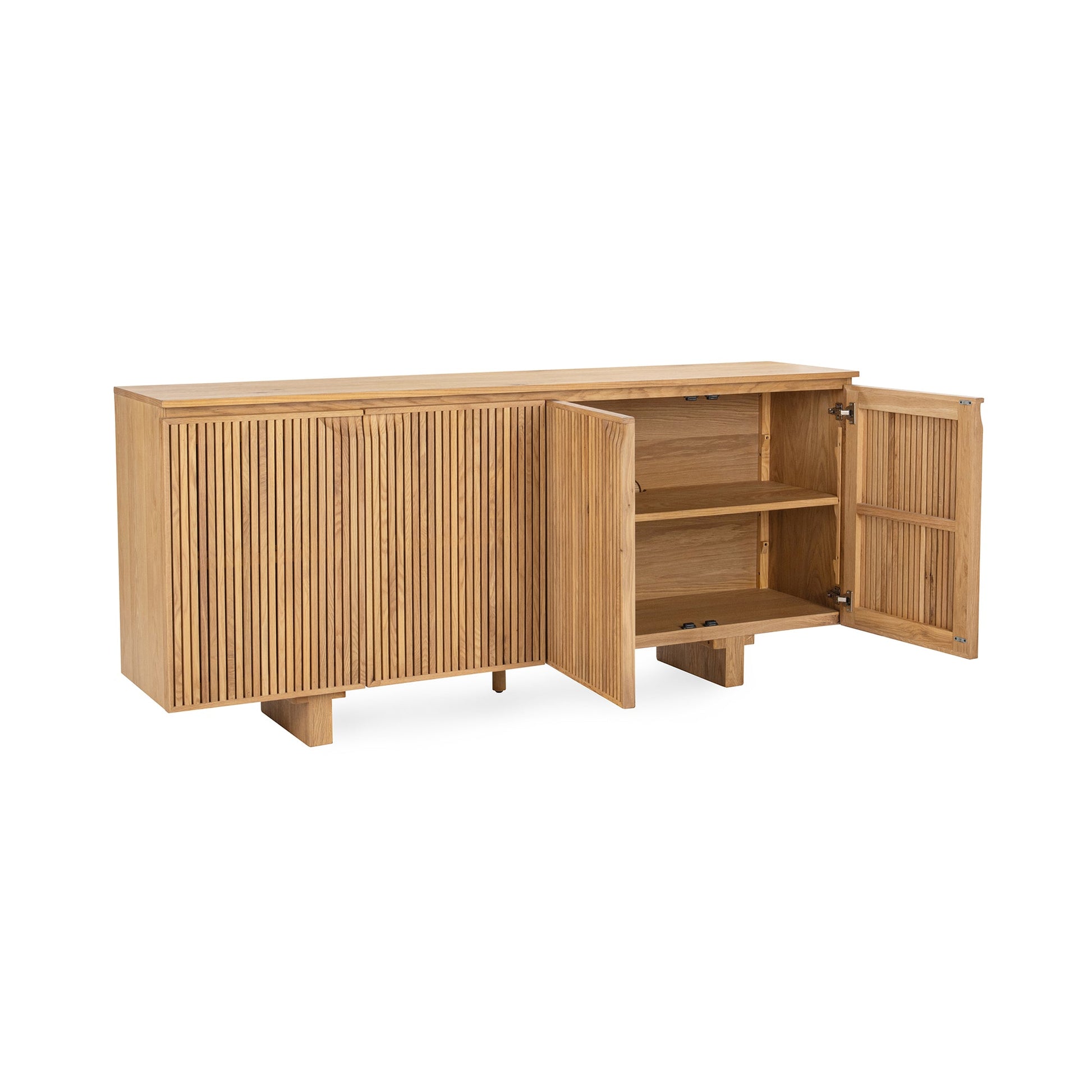 Oak Natural Oak Veneer Buffets & Cabinet Roya Four-Door Cabinet Collection