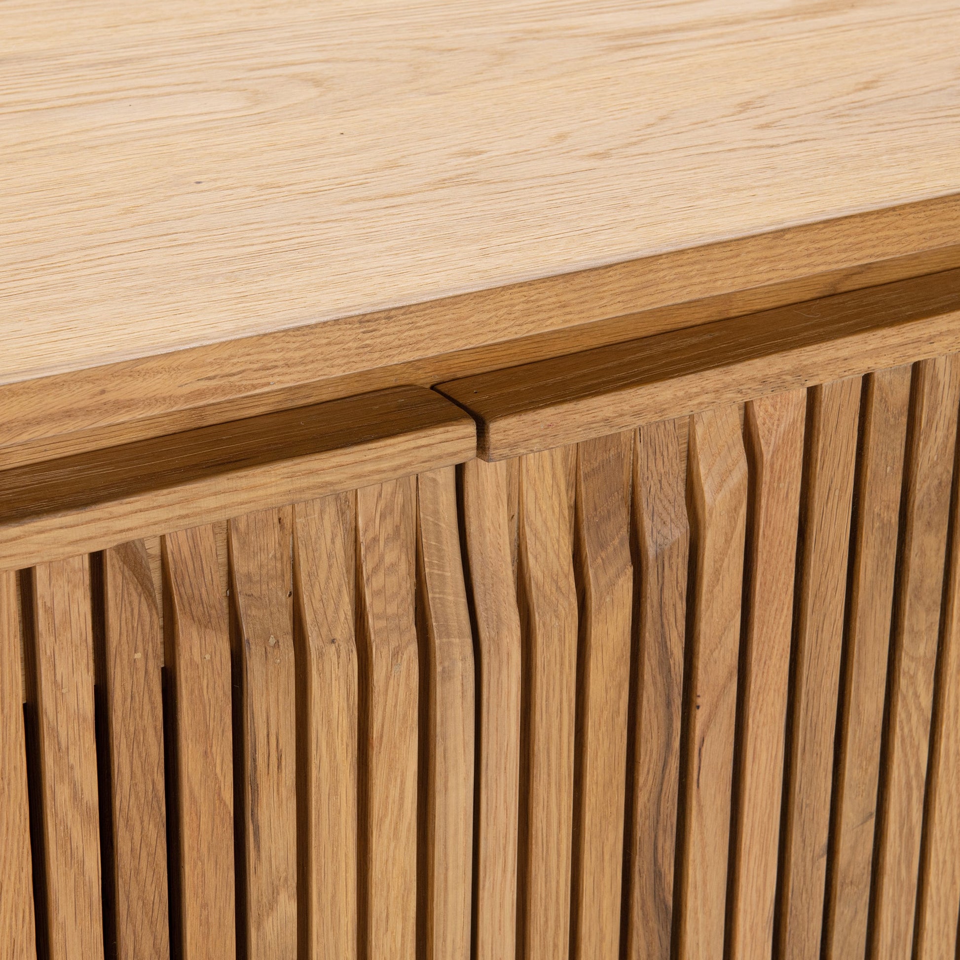 Oak Natural Oak Veneer Buffets & Cabinet Roya Four-Door Cabinet Collection