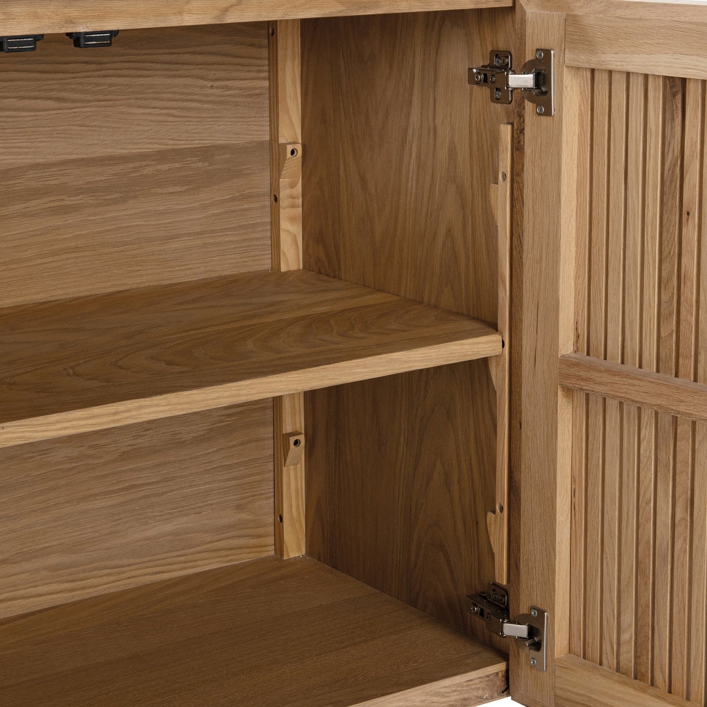 Oak Natural Oak Veneer Buffets & Cabinet Roya Four-Door Cabinet Collection