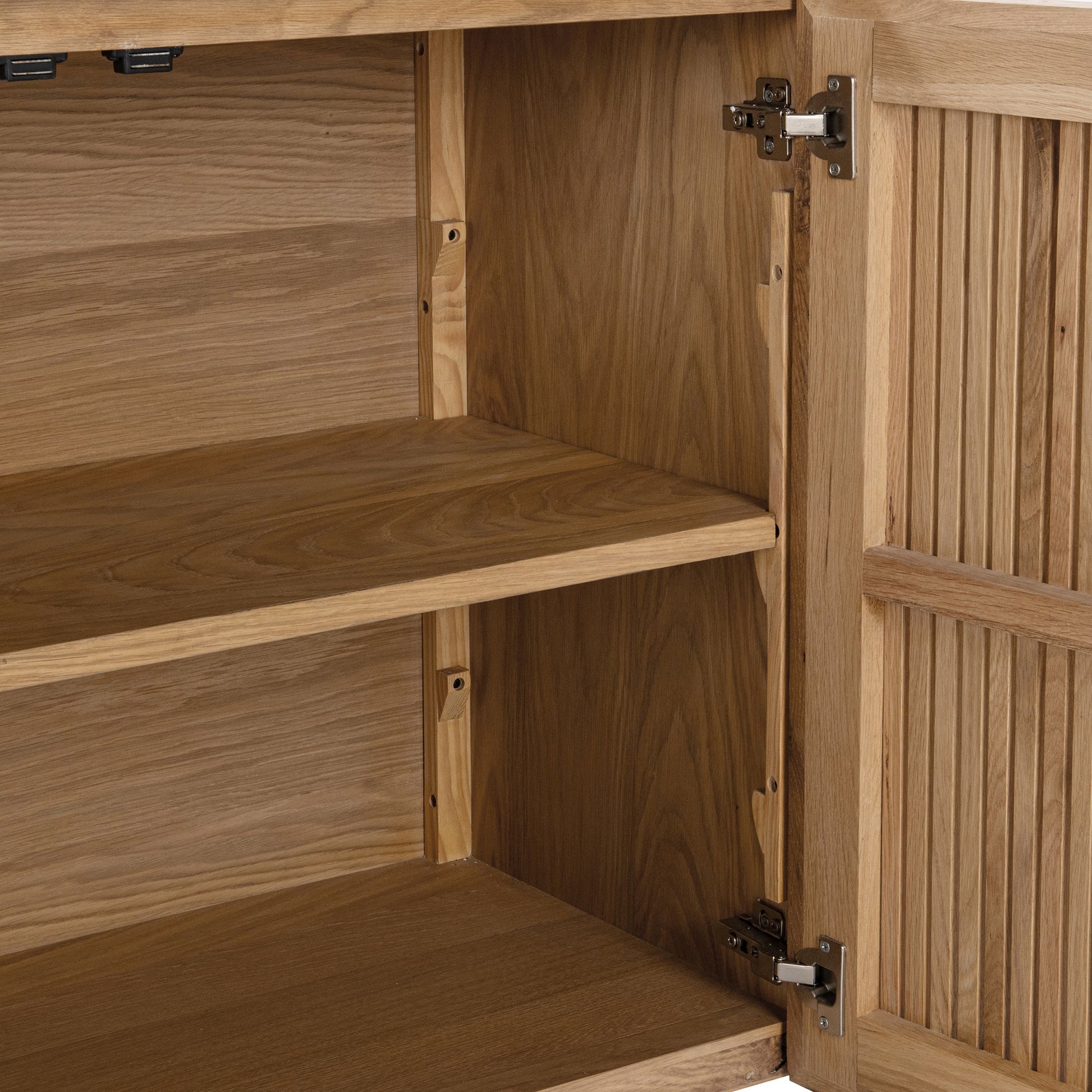 Oak Natural Oak Veneer Buffets & Cabinet Roya Four-Door Cabinet Collection
