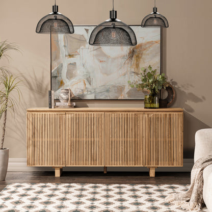 Oak Natural Oak Veneer Buffets & Cabinet Roya Four-Door Cabinet Collection