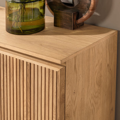 Oak Natural Oak Veneer Buffets & Cabinet Roya Four-Door Cabinet Collection