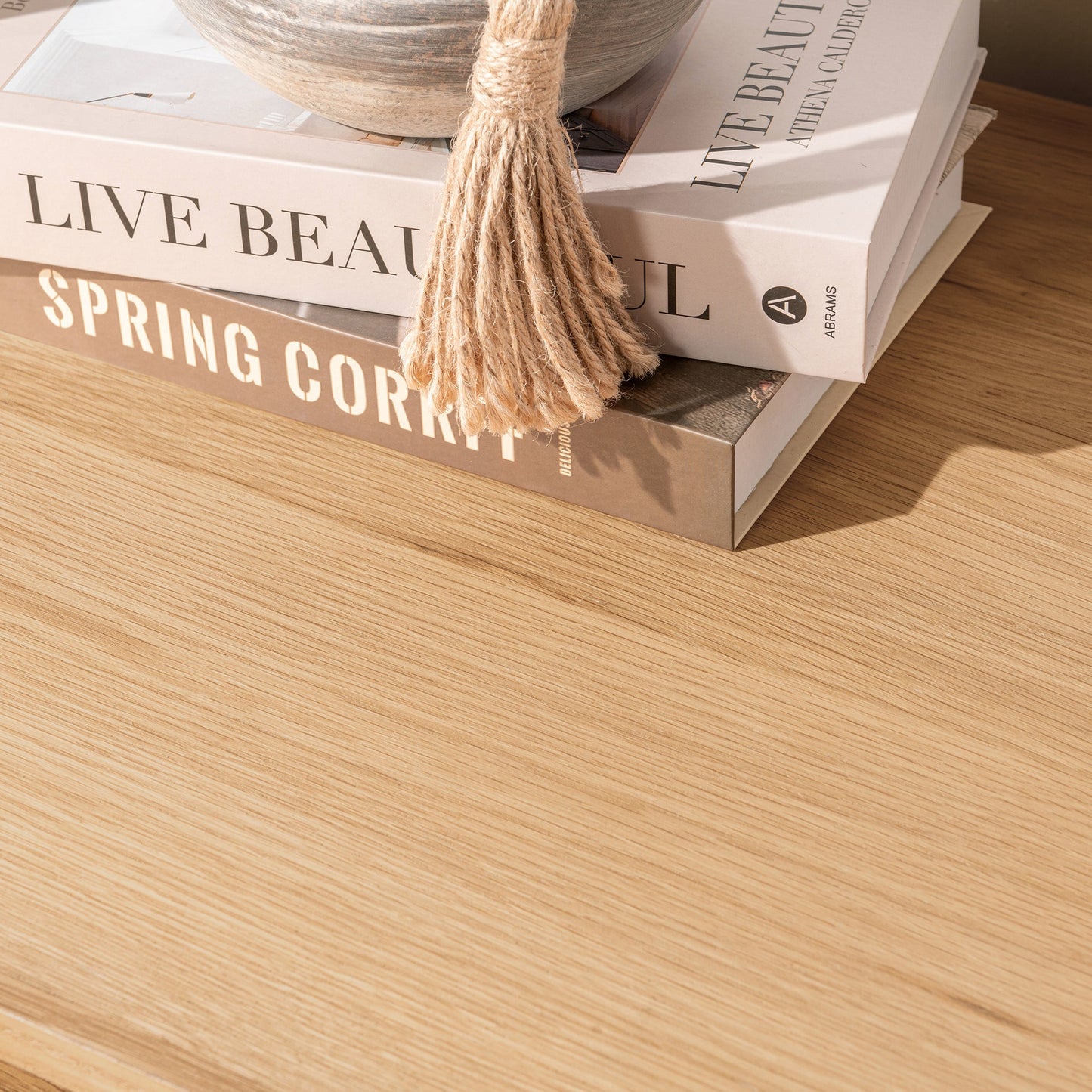 Oak Natural Oak Veneer Buffets & Cabinet Roya Four-Door Cabinet Collection