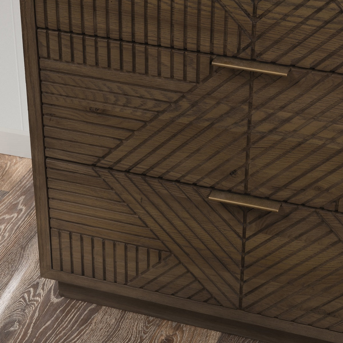 Toasted Brown Oak Veneer Dresser Santa Clara Six-Drawer Dresser Collection