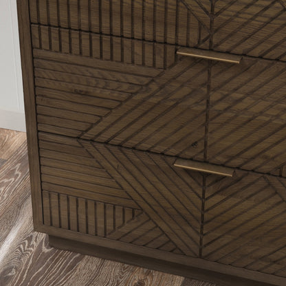 Toasted Brown Oak Veneer Dresser Santa Clara Six-Drawer Dresser Collection