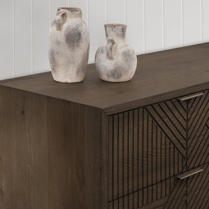 Toasted Brown Oak Veneer Dresser Santa Clara Six-Drawer Dresser Collection