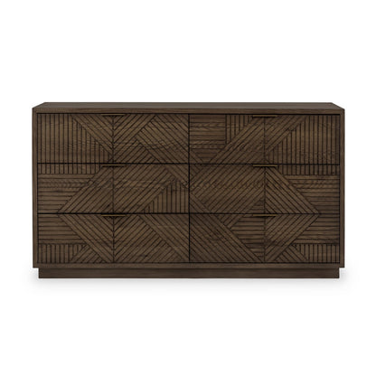Toasted Brown Oak Veneer Dresser Santa Clara Six-Drawer Dresser Collection
