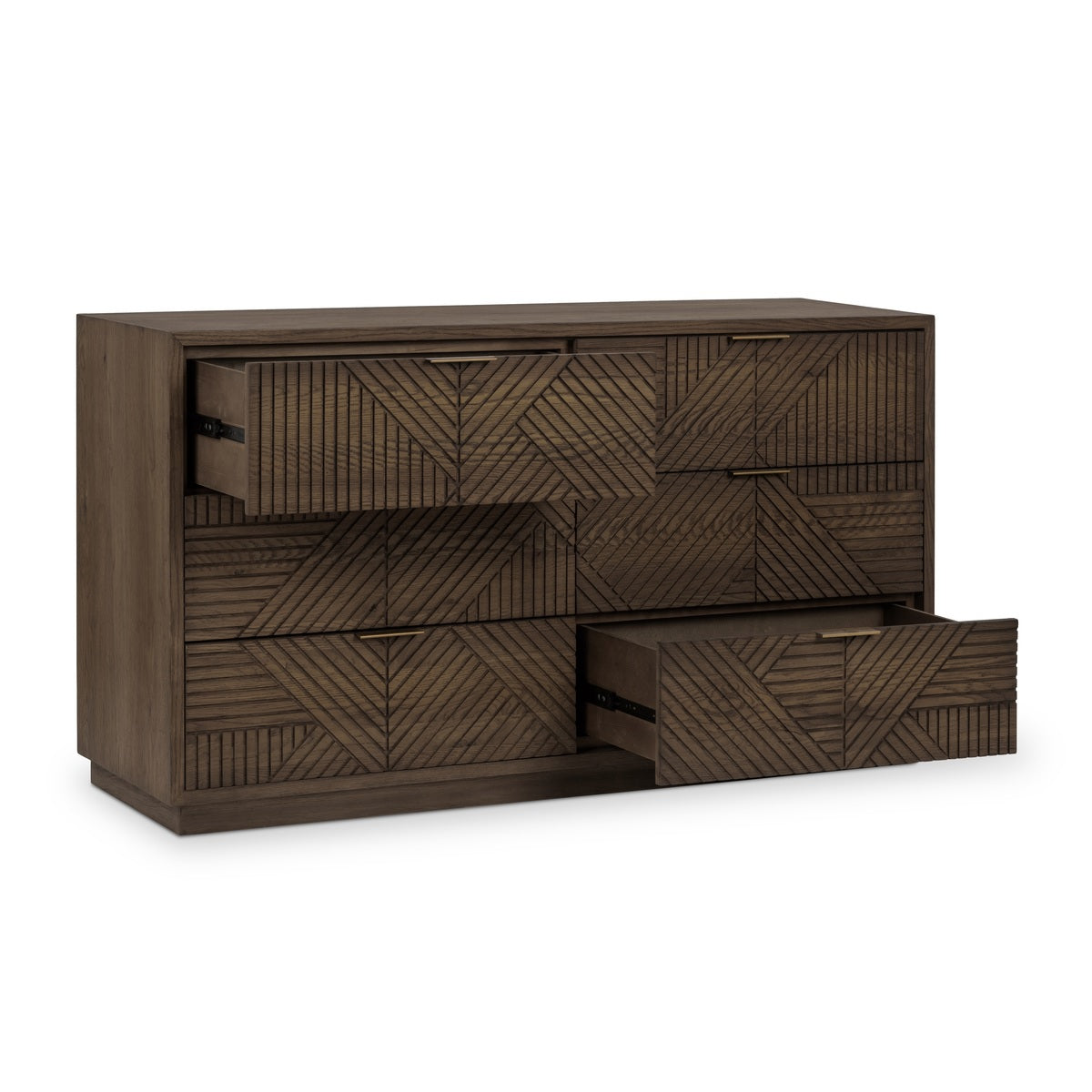 Toasted Brown Oak Veneer Dresser Santa Clara Six-Drawer Dresser Collection