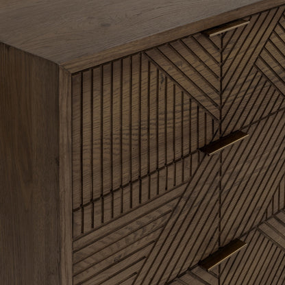 Toasted Brown Oak Veneer Dresser Santa Clara Six-Drawer Dresser Collection