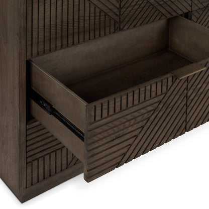 Toasted Brown Oak Veneer Dresser Santa Clara Six-Drawer Dresser Collection