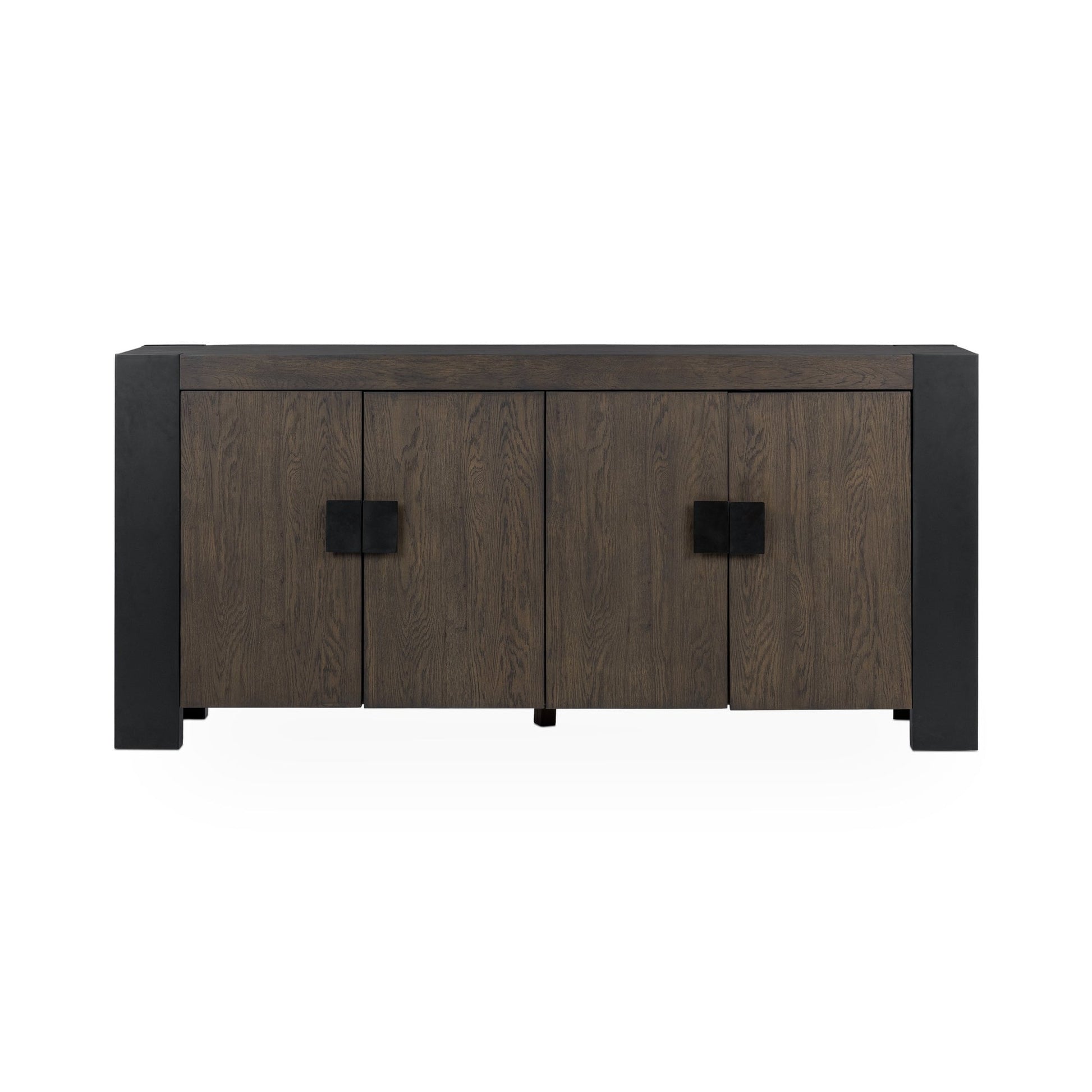 Toasted Brown Oak Veneer Buffets & Cabinet Deaven Four-Door Buffet Collection