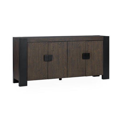 Toasted Brown Oak Veneer Buffets & Cabinet Deaven Four-Door Buffet Collection