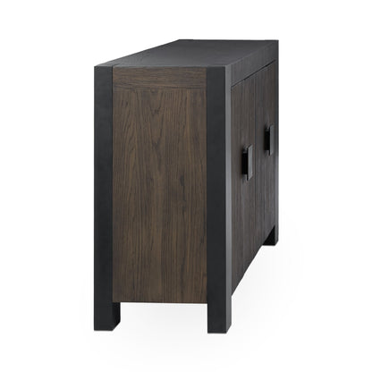 Toasted Brown Oak Veneer Buffets & Cabinet Deaven Four-Door Buffet Collection