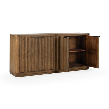 Tan Oak Oak Veneer Buffets & Cabinet Labelle Four-Door Buffet Collection
