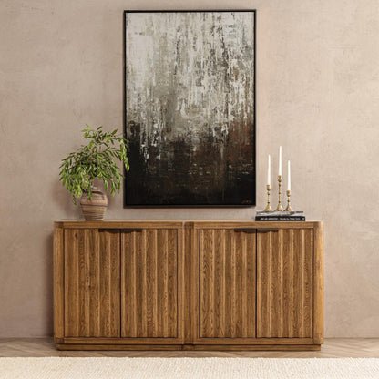 Tan Oak Oak Veneer Buffets & Cabinet Labelle Four-Door Buffet Collection