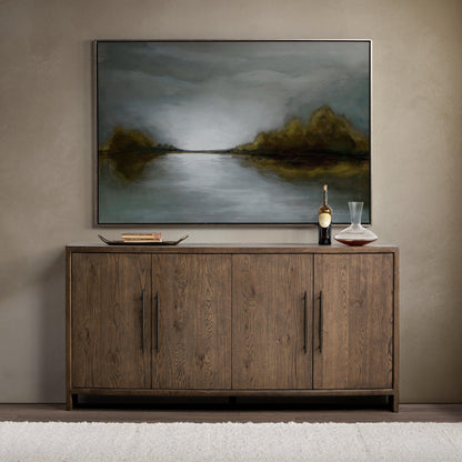 Soft Cocoa Oak Veneer Buffets & Cabinet Estelle Four-Door Buffet Collection