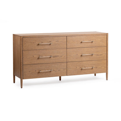 Napa Grove Oak Veneer Dresser Alisen Six-Drawer Dresser Collection