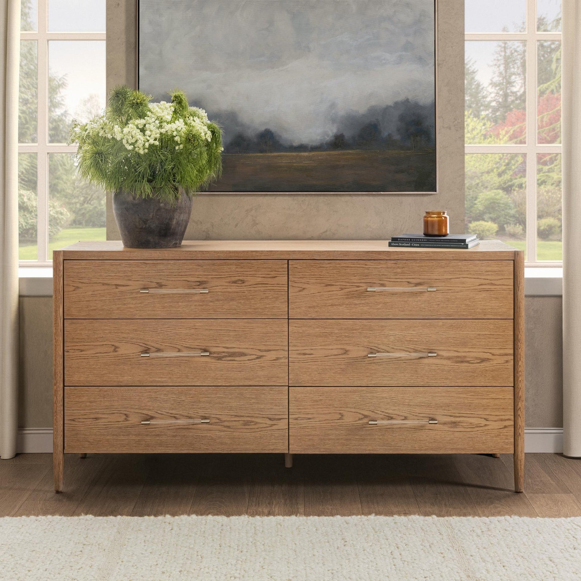 Napa Grove Oak Veneer Dresser Alisen Six-Drawer Dresser Collection