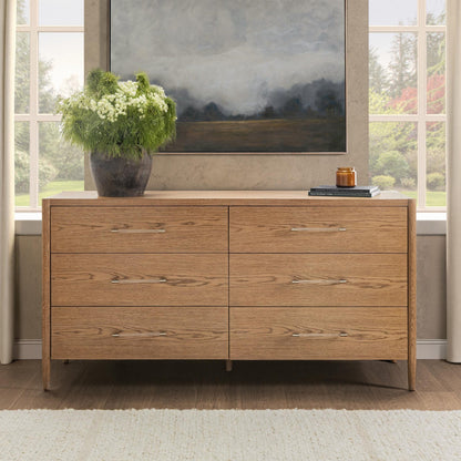 Napa Grove Oak Veneer Dresser Alisen Six-Drawer Dresser Collection