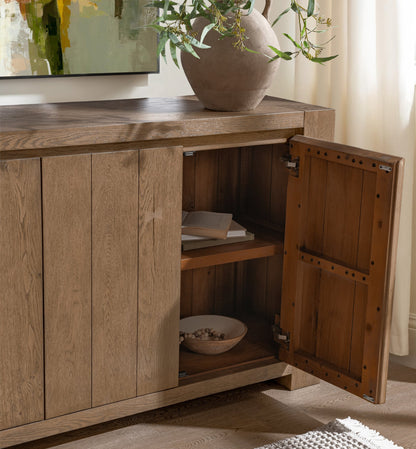 Cafe Brown Reclaimed Oak Buffets & Cabinet Bristol Four-Door Cabinet Collection