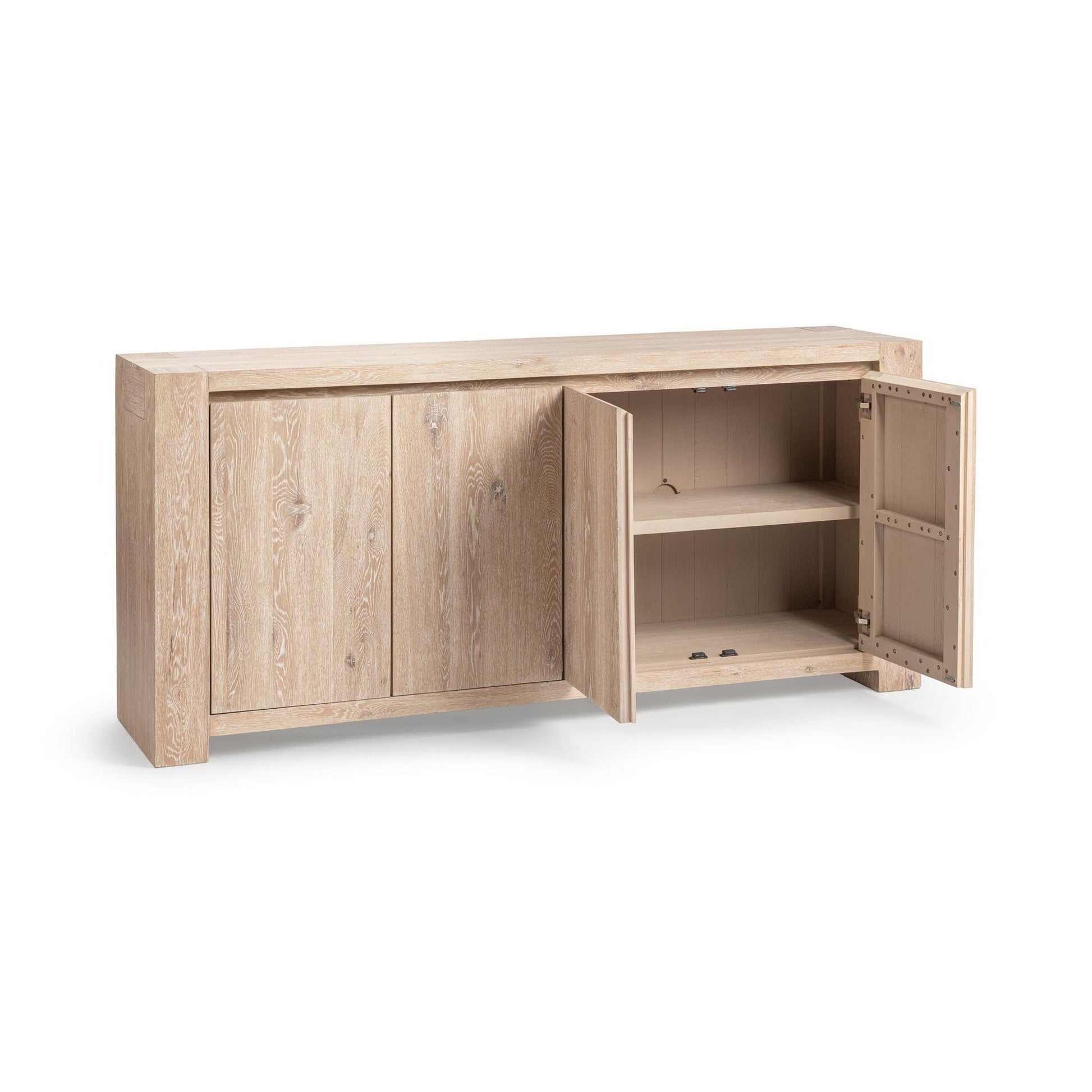 Aged Cream Reclaimed Oak Buffets & Cabinet Bristol Four-Door Cabinet Collection
