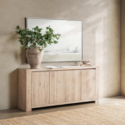 Aged Cream Reclaimed Oak Buffets & Cabinet Bristol Four-Door Cabinet Collection