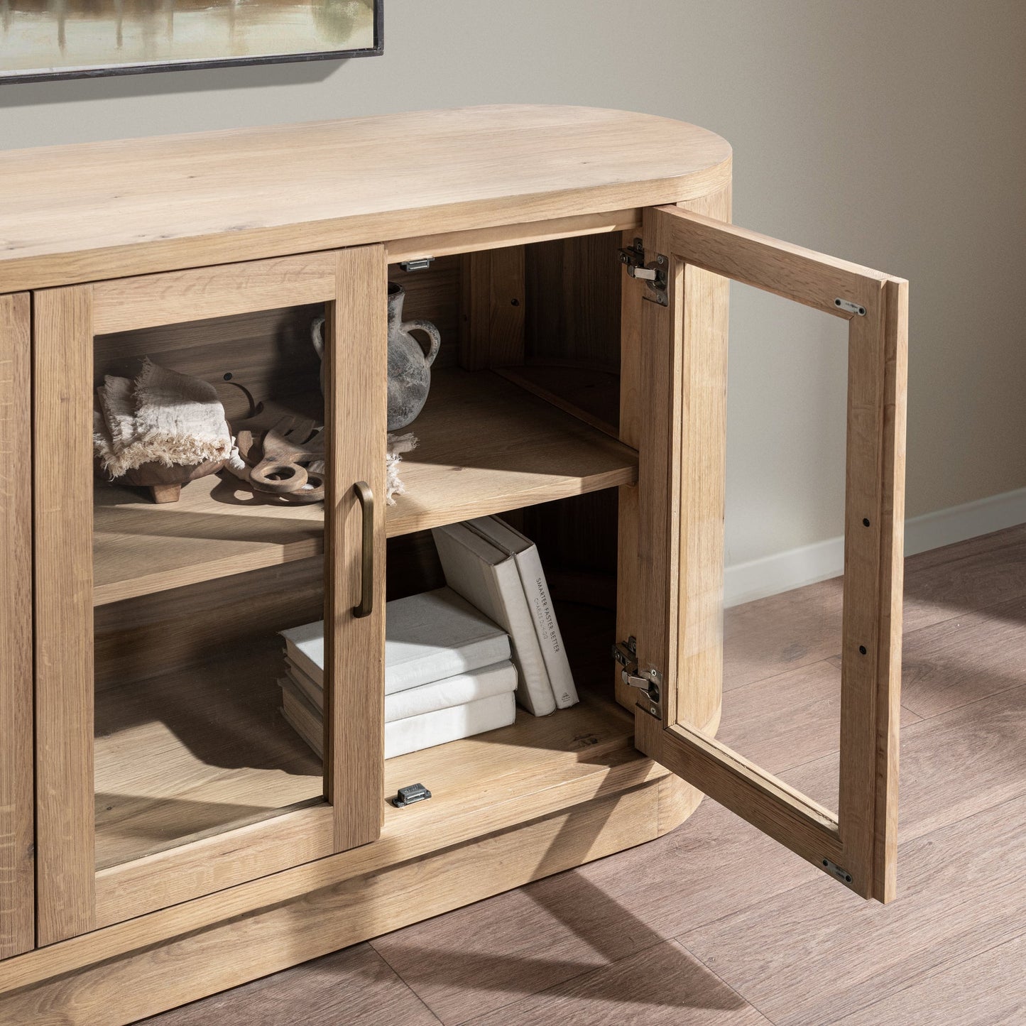 Coastal Haven Oak Veneer Buffets & Cabinet Vander Four-Door Buffet Collection