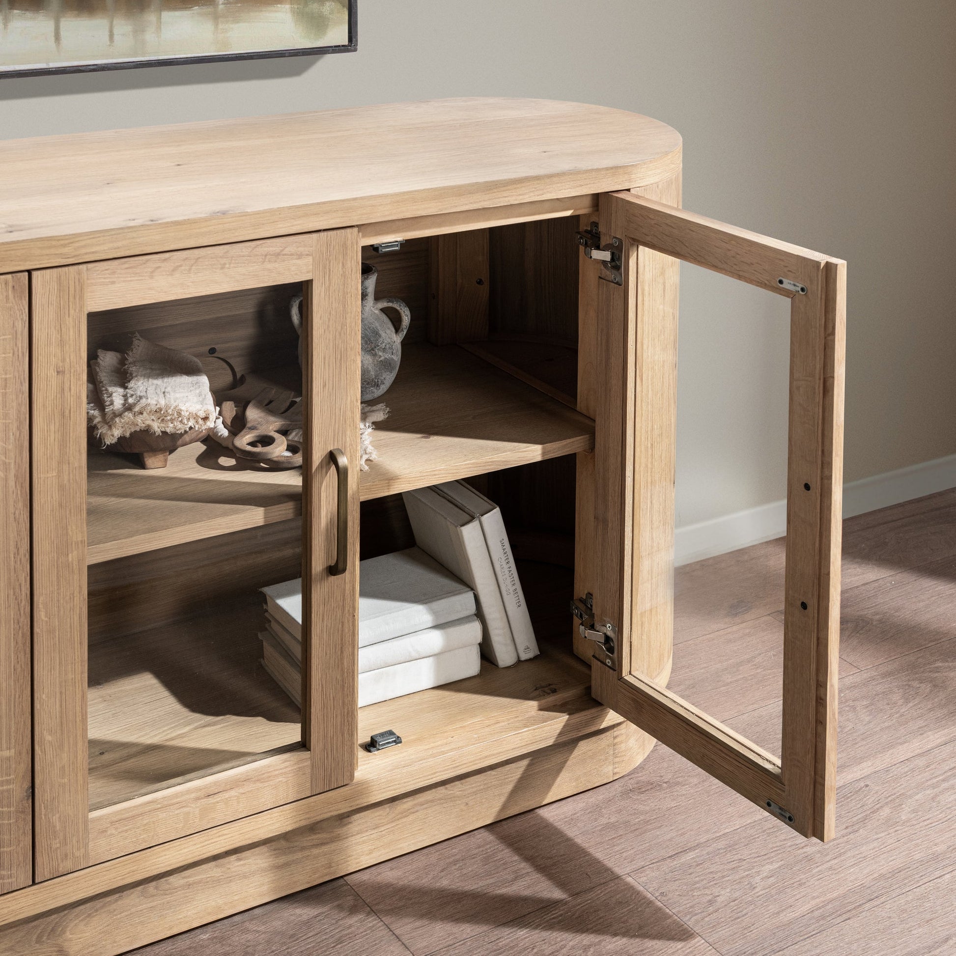Coastal Haven Oak Veneer Buffets & Cabinet Vander Four-Door Buffet Collection