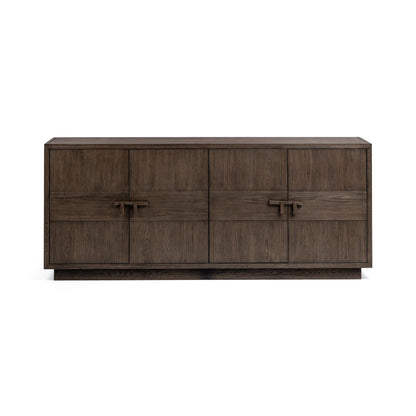 Havana Brown Oak Veneer Buffets & Cabinet Oakridge Four-Door Cabinet Collection
