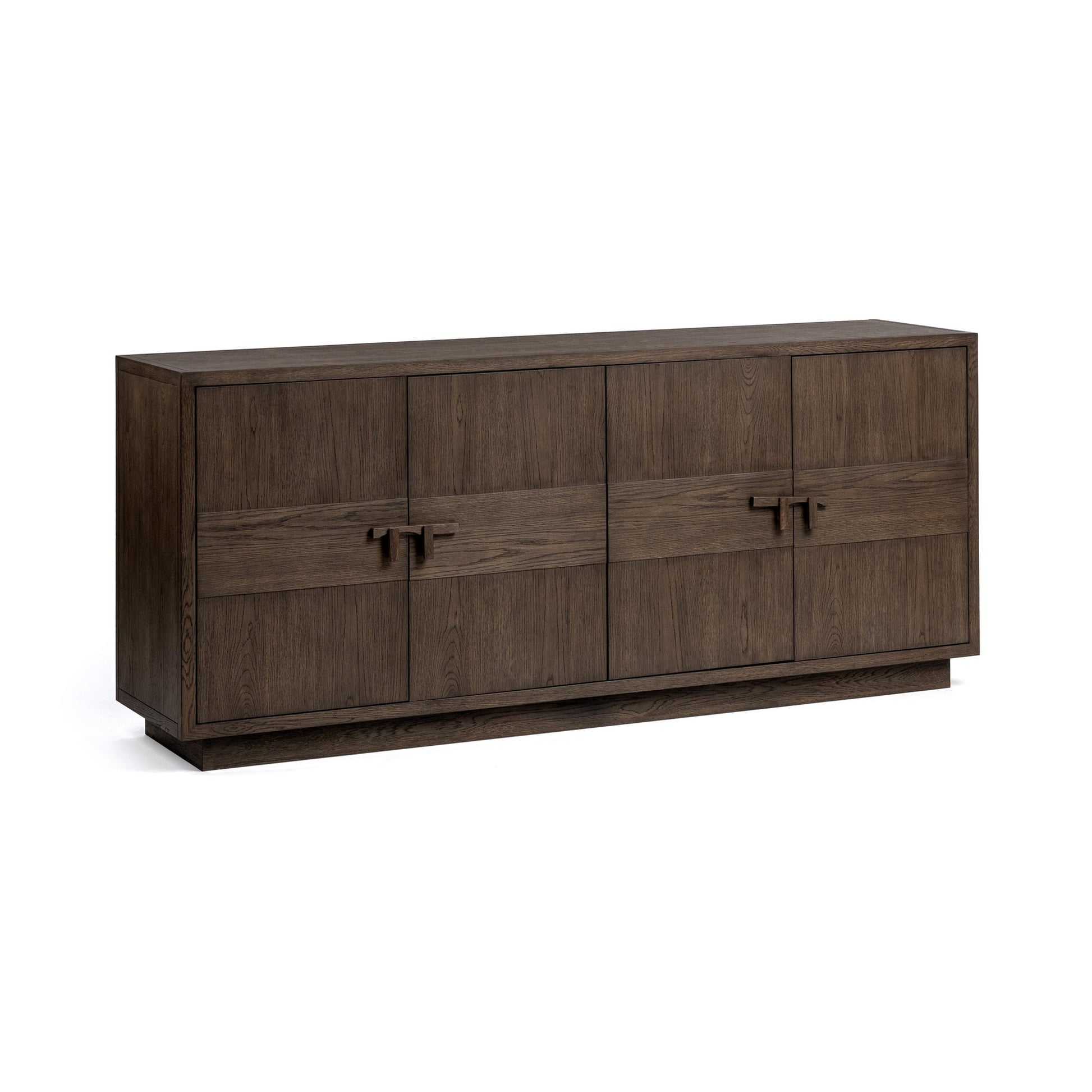 Havana Brown Oak Veneer Buffets & Cabinet Oakridge Four-Door Cabinet Collection