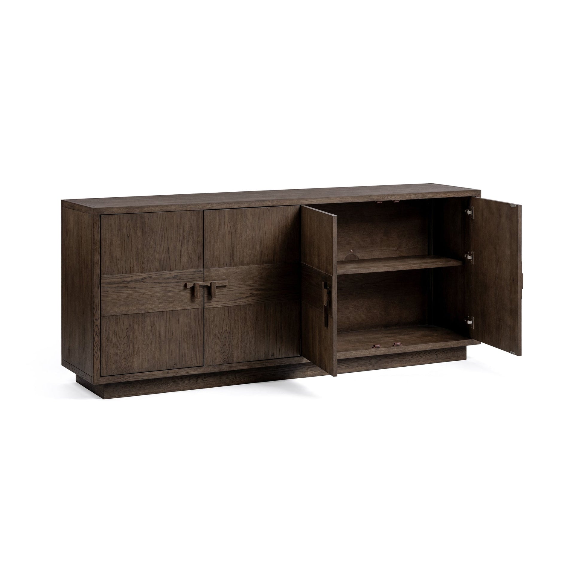 Havana Brown Oak Veneer Buffets & Cabinet Oakridge Four-Door Cabinet Collection