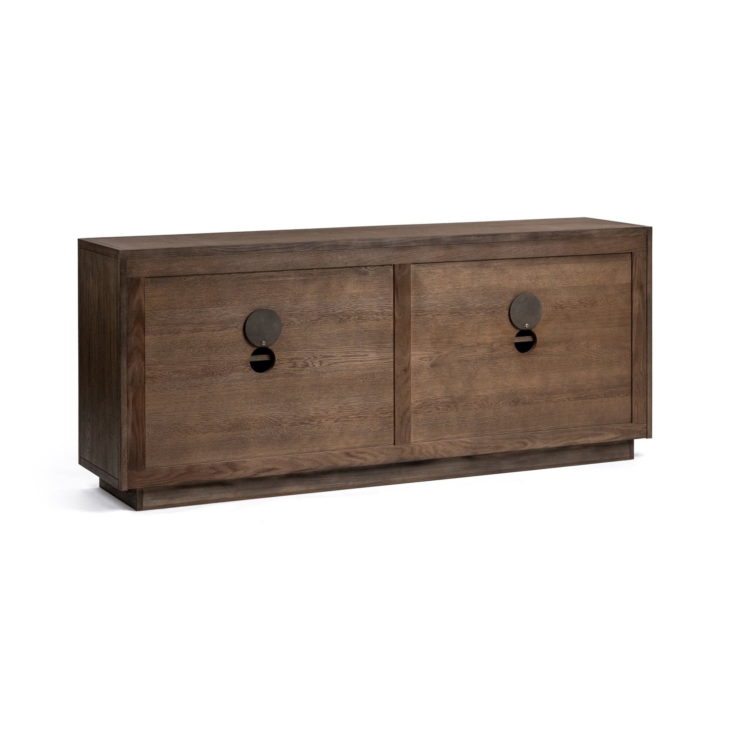 Havana Brown Oak Veneer Buffets & Cabinet Oakridge Four-Door Cabinet Collection