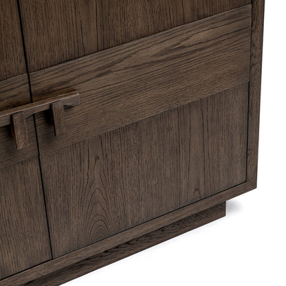 Havana Brown Oak Veneer Buffets & Cabinet Oakridge Four-Door Cabinet Collection