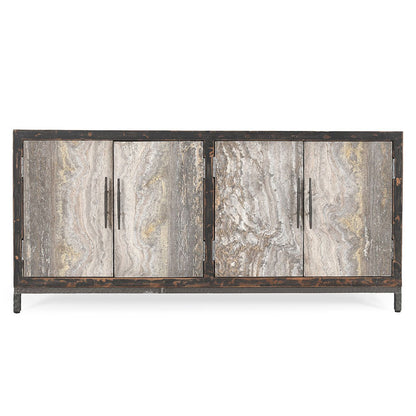 Weathered Black/Travertine Travertine Buffets & Cabinet Lisbon Four-Door Cabinet Collection