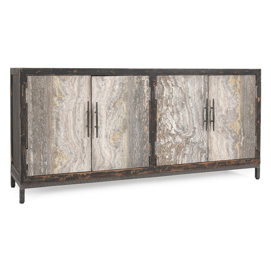 Weathered Black/Travertine Travertine Buffets & Cabinet Lisbon Four-Door Cabinet Collection