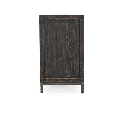 Weathered Black/Travertine Travertine Buffets & Cabinet Lisbon Four-Door Cabinet Collection