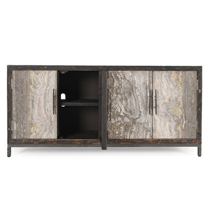 Weathered Black/Travertine Travertine Buffets & Cabinet Lisbon Four-Door Cabinet Collection