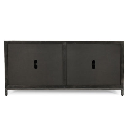 Weathered Black/Travertine Travertine Buffets & Cabinet Lisbon Four-Door Cabinet Collection