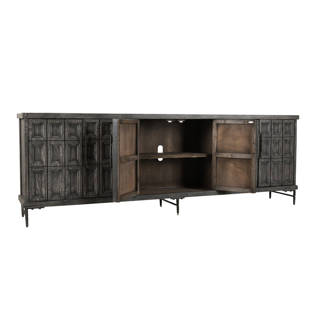 Timeworn Black Reclaimed Pine Buffets & Cabinet Willmark Six-Door Cabinet Collection