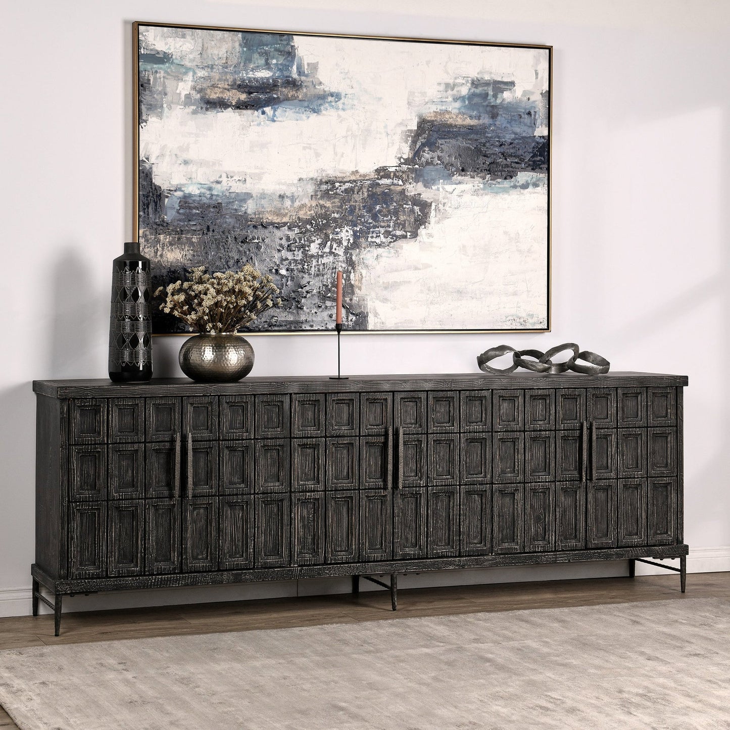 Timeworn Black Reclaimed Pine Buffets & Cabinet Willmark Six-Door Cabinet Collection